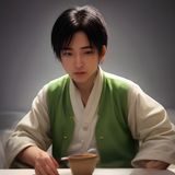 高级编辑林晓然的职业照，眼神清澈，手持平板电脑查阅内容，背景是明亮整洁的现代办公环境
